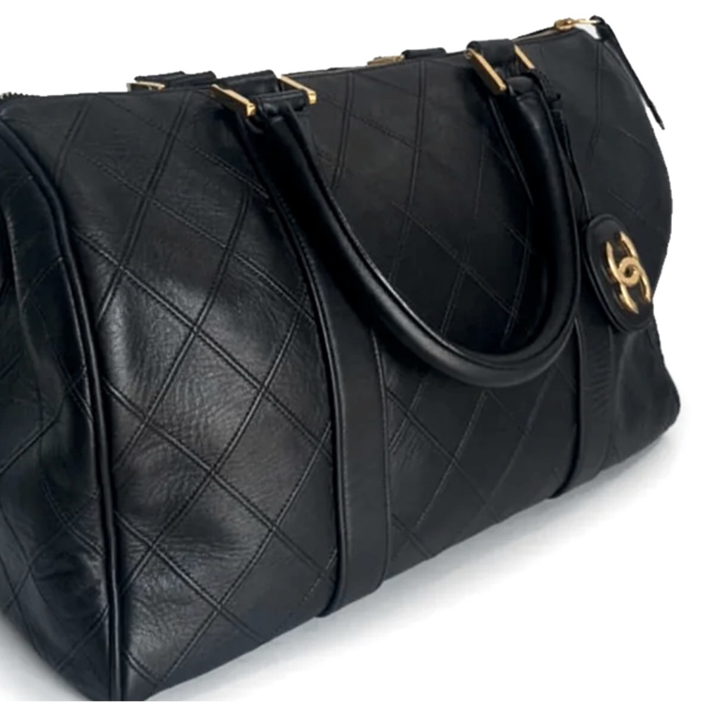 Authentic Chanel Lambskin Boston Handbag